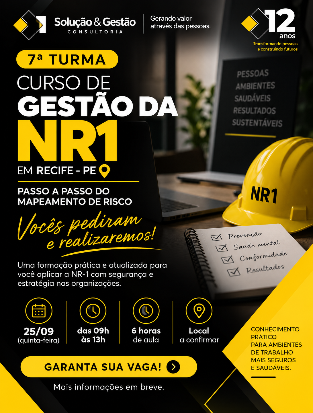 7 Turma de Gestão da NR1: passo a passo do mapeamento de risco psicossocial em Recife -PE - Presencial